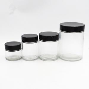 2オンスカスタムガラス容器子供証拠ジャーブラックワイド口ガラスジャー