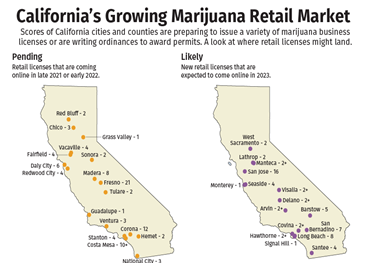 カリフォルニア州のマリファナ市場は、より多くの都市、郡がmjを採用するにつれて、成長を続けています。